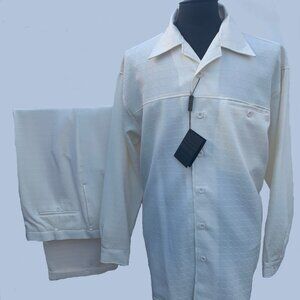 Two-Piece Long Sleeve Casual Shirt and Pant Set 100% Polyester Alberto Celini